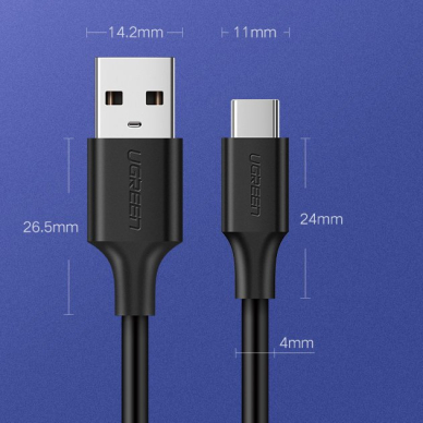 Ugreen USB - USB Type C Kabelis 480 Mbps 3 A 1,5 m Juodas (US287 60117) 18