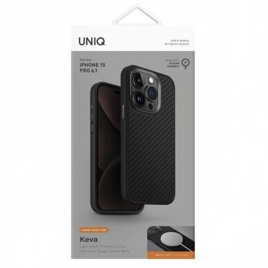 Uniq Dėklas Keva iPhone 15 Pro 6.1  Magclick Charging Juodas/carbon Juodas 7