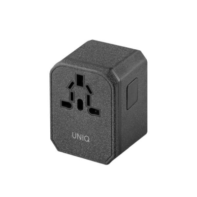 Uniq Load. network. Voyage World Adapter 33W + 2xUSB + PD 18W + QC 3.0 grey/charcoal Pilkas (LITHOS Collective) 1