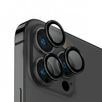 Uniq Optix Glass Aluminum Camera Lens Protector iPhone 14 Pro / 14 Pro Max camera lensapplicator - Juodas