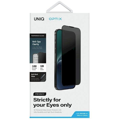 Uniq Optix Privacy tempered glass iPhone 15 Proapplicator 5