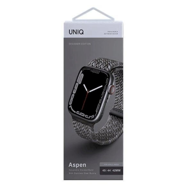 Uniq strap Aspen Apple Watch 44/42 / 45mm Series 4/5/6/7/8 /9/ SE / SE2 Braided DE pilkos spalvos / pebble pilkos spalvos 3