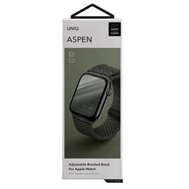 Uniq strap Aspen Apple Watch 44/42 / 45mm Series 4/5/6/7/8/9 / SE / SE2 Braided žalias / cypress žalias 10