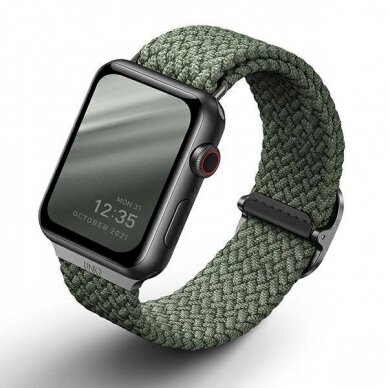 Uniq strap Aspen Apple Watch 44/42 / 45mm Series 4/5/6/7/8/9 / SE / SE2 Braided žalias / cypress žalias