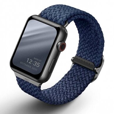 Uniq Strap Aspen Case skirta Apple Watch 44/42/45 mm Series 1/2/3/4/5/6/7/8/9/SE/SE2 Braided - Mėlynas