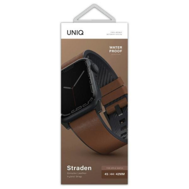 Uniq Strap Straden Apple Watch Series 1/2/3/4/5/6/7/8/9/SE/SE2/Ultra 42/44/45/49mm. Leather Hybrid Strap brown/brown 2