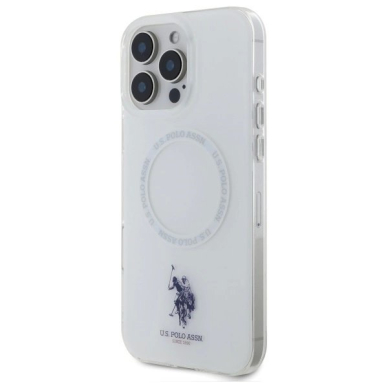 US Polo IML Ring MagSafe Dėklas iPhone 16 Pro Max - Baltas 1