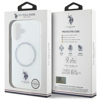 US Polo IML Ring MagSafe iPhone 16 Dėklas - Baltas 7