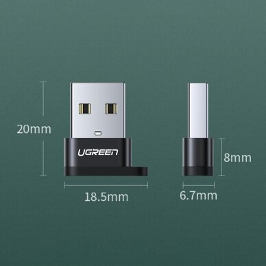 USB C (female) - USB (male) adapter Ugreen US280 - Juodas 11