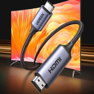 USB C - HDMI 2.1 8K 60Hz Cable 1.5m Ugreen CM565 - Gray 1