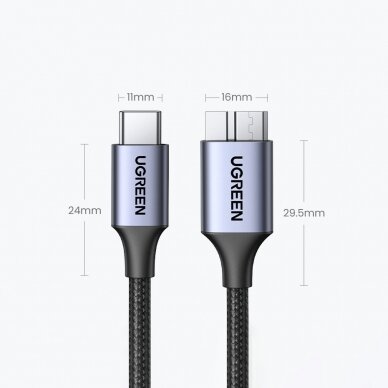 USB C - Micro USB B 3.0 5Gb/s 3A 1m Cable Ugreen US565 - Gray 9