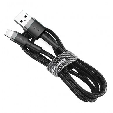 USB kabelis Baseus Cafule USB-A to Lightning 2.4A 1.0m pilkas-juodas CALKLF-BG1