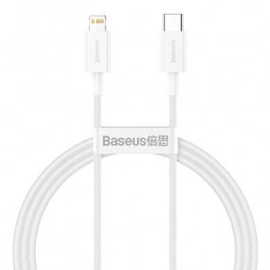 USB kabelis Baseus Superior iš Type-C į Lightning PD 20W 1.0m baltas CATLYS-A02