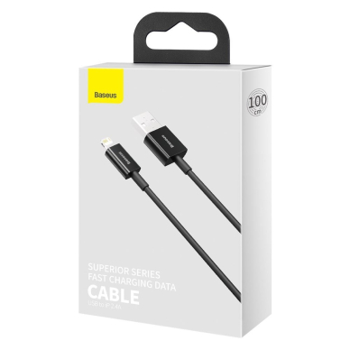 USB kabelis Baseus Superior USB - Lightning fast charging data cable 2,4 A 1 m juodas (CALYS-A01) 4