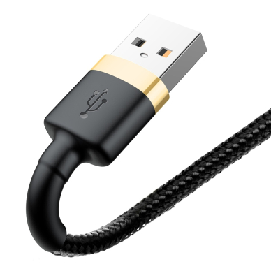 USB Kabelis Durable Nylon Braided Wire Usb / Lightning Qc3.0 1.5A 2M Juodas/auksinis (Calklf-Cv1) 2