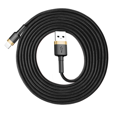 USB Kabelis Durable Nylon Braided Wire Usb / Lightning Qc3.0 1.5A 2M Juodas/auksinis (Calklf-Cv1) 4