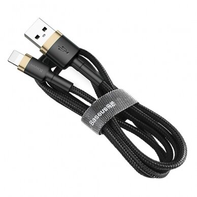 USB Kabelis Durable Nylon Braided Wire Usb / Lightning Qc3.0 2A 3M Juodas/auksinis (Calklf-Rv1) 4