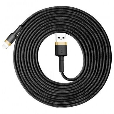 USB Kabelis Durable Nylon Braided Wire Usb / Lightning Qc3.0 2A 3M Juodas/auksinis (Calklf-Rv1)