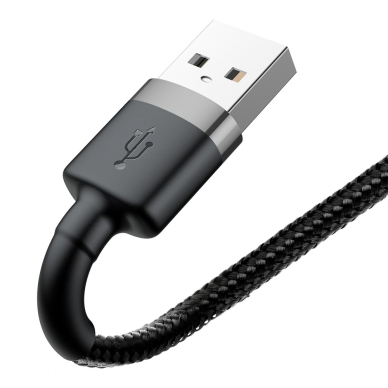 USB Kabelis Durable Nylon Braided Wire Usb / Lightning Qc3.0 2A 3M Juodas/pilkas (Calklf-Rg1) 3