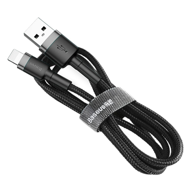 USB Kabelis Durable Nylon Braided Wire Usb / Lightning Qc3.0 2A 3M Juodas/pilkas (Calklf-Rg1) 4