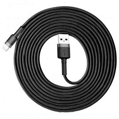 USB Kabelis Durable Nylon Braided Wire Usb / Lightning Qc3.0 2A 3M Juodas/pilkas (Calklf-Rg1)