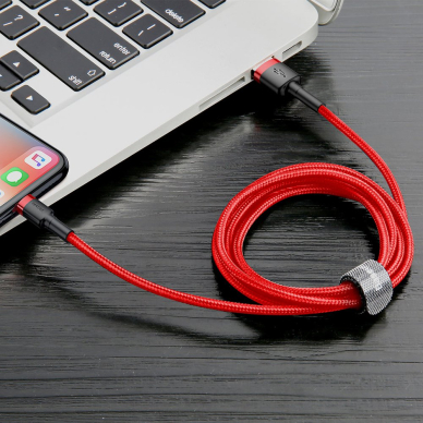 USB Kabelis Durable Nylon Braided Wire Usb / Lightning Qc3.0 2A 3M raudonas (Calklf-R09) UGLX912 5