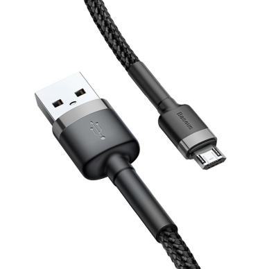 USB Kabelis Durable Nylon Braided Wire Usb / Micro Usb 2A 3M Juodas/pilkas (Camklf-Hg1) UGLX912 1