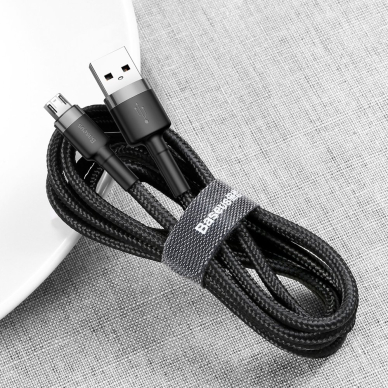 USB Kabelis Durable Nylon Braided Wire Usb / Micro Usb 2A 3M Juodas/pilkas (Camklf-Hg1) UGLX912 5