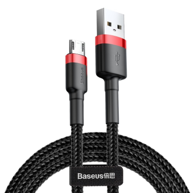 USB Kabelis Durable Nylon Braided Wire Usb / Micro Usb 2A 3M Juodas/raudonas (Camklf-H91) 4