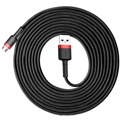 USB Kabelis Durable Nylon Braided Wire Usb / Micro Usb 2A 3M Juodas/raudonas (Camklf-H91)