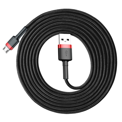 USB Kabelis Durable Nylon Braided Wire Usb / Micro Usb Qc3.0 1.5A 2M Juodas/raudonas (Camklf-C91) 2