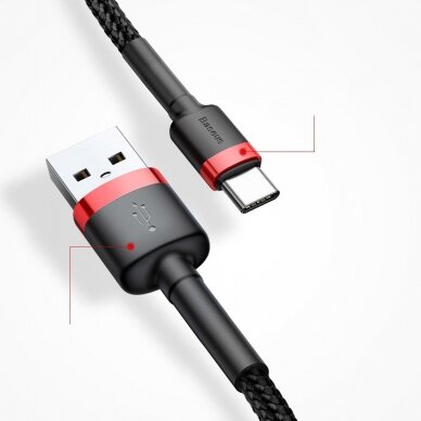 USB Kabelis Durable Nylon Braided Wire Usb / Usb-C Qc3.0 2A 3M Juodas/pilkas (Catklf-Ug1) 14