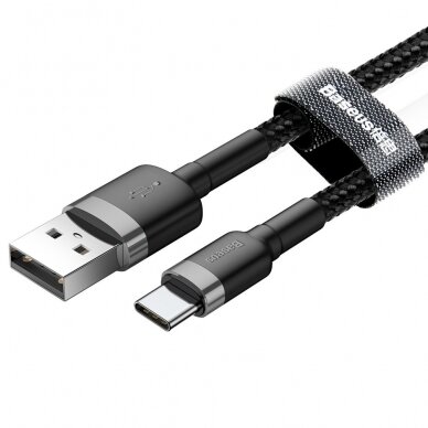 USB Kabelis Durable Nylon Braided Wire Usb / Usb-C Qc3.0 2A 3M Juodas/pilkas (Catklf-Ug1) 2