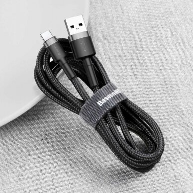 USB Kabelis Durable Nylon Braided Wire Usb / Usb-C Qc3.0 2A 3M Juodas/pilkas (Catklf-Ug1) 3