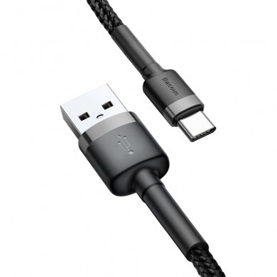 USB Kabelis Durable Nylon Braided Wire Usb / Usb-C Qc3.0 2A 3M Juodas/pilkas (Catklf-Ug1) 6