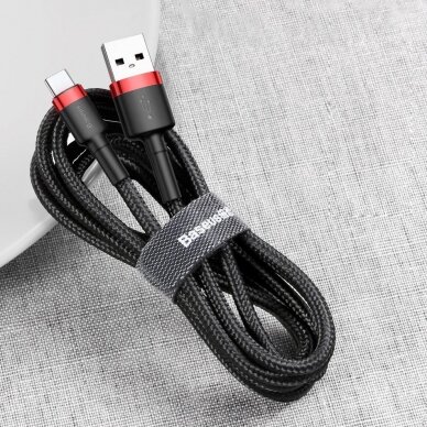 USB Kabelis Durable Nylon Braided Wire Usb / Usb-C Qc3.0 2A 3M Juodas/pilkas (Catklf-Ug1) 8