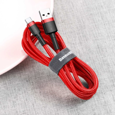 USB Kabelis Durable Nylon Braided Wire Usb / Usb-C Qc3.0 2A 3M raudonas (Catklf-U09) 3