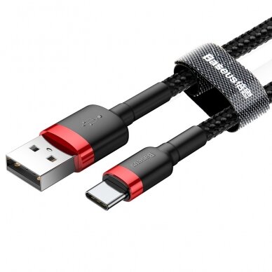 USB Kabelis Durable Nylon Braided Wire Usb / Usb-C Qc3.0 3A 0,5M Juodas/raudonas (Catklf-A91) 2