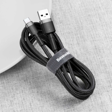 USB Kabelis Durable Nylon Braided Wire Usb / Usb-C Qc3.0 3A 1M Juodas/pilkas (Catklf-Bg1) 3