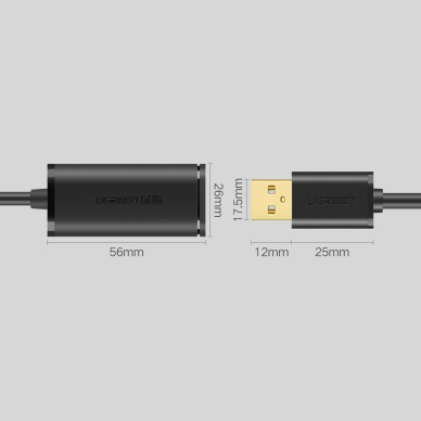 USB Kabelis Ugreen 2.0 (female) - USB (male) Active Repeater Extension Cable with Chipset 5 m Juodas (US121 10319) 11