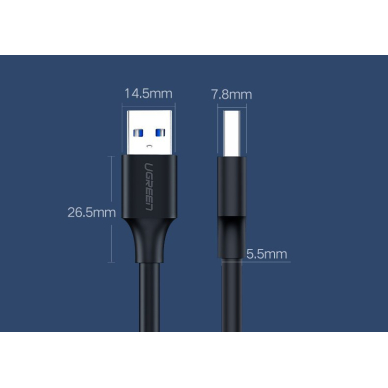 USB Kabelis Ugreen 2.0 (male) - USB 2.0 (male) cable 2m - Juodas 11