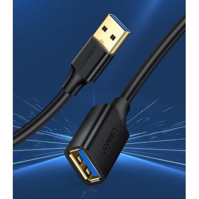 USB Kabelis Ugreen 3.0 (female) - USB 3.0 (male) cable extension cord 2 m Juodas (US129 10373) UGLX912 1