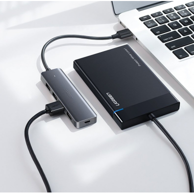 USB Kabelis Ugreen - 4x USB 3.2 Gen 1 HUB with micro USB power port + Bluetooth 4.0 USB adapter gray (CM219 70336) 12