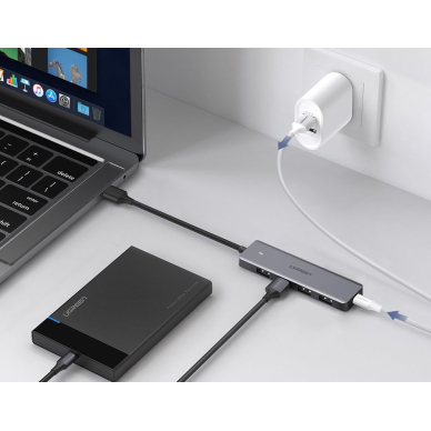 USB Kabelis Ugreen - 4x USB 3.2 Gen 1 HUB with micro USB power port + Bluetooth 4.0 USB adapter gray (CM219 70336) 7