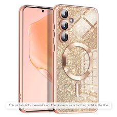 [Užsakomoji prekė] Dėklas skirtas iPhone 15 Pro Max - Techsuit Luxury Glitter MagSafe - Rožino aukso spalvos