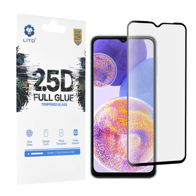 [Užsakomoji prekė] Apsauginis stikas Samsung Galaxy A13 4G / M13 4G / A23 4G / A23 5G / F23 5G / M23 5G / M33 5G / F13 - Lito 2.5D FullGlue Glass - Juodas MBS583