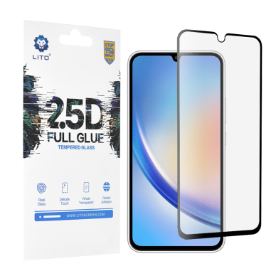 [Užsakomoji prekė] Apsauginis stikas Samsung Galaxy A34 5G - Lito 2.5D FullGlue Glass - Juodas