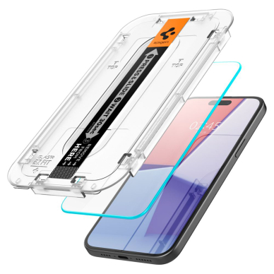 [Užsakomoji prekė] Apsauginis stikliukas iPhone 15 (2vnt) - Spigen Glas.TR EZ FIT - Skaidrus 1