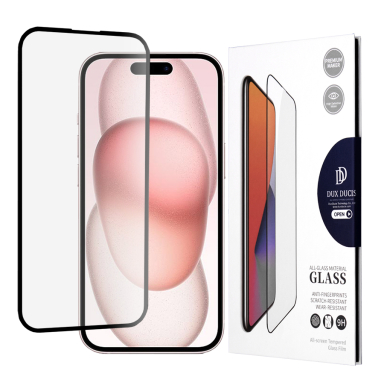 [Užsakomoji prekė] Apsauginis stikliukas iPhone 15 - Dux Ducis TempeRaudonas Glass - Juodas