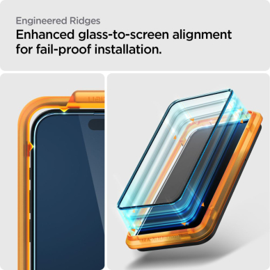 [Užsakomoji prekė] Apsauginis stikliukas iPhone 15 Plus (2vnt) - Spigen Glas.TR Align Master - Juodas 4